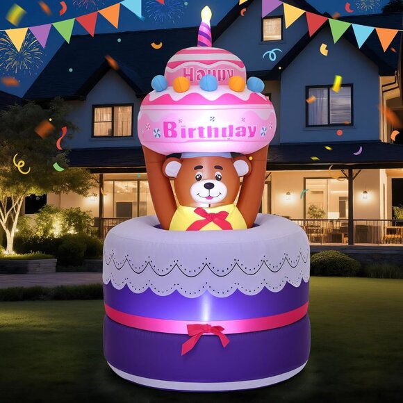 ⚡6FT Christmas Inflatables Lifting Bear LED Light Yard Outdoor Decorations - Picture 1 of 7